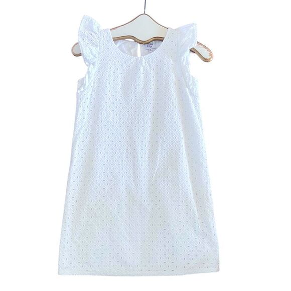 Crown & Ivy White Eyelet Ruffle Sleeve A-Line Dress - Picture 1 of 6